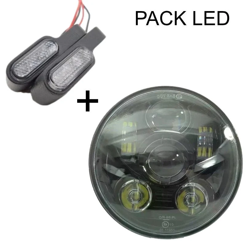 Phare LED moto rond et Clignotants pour guidon