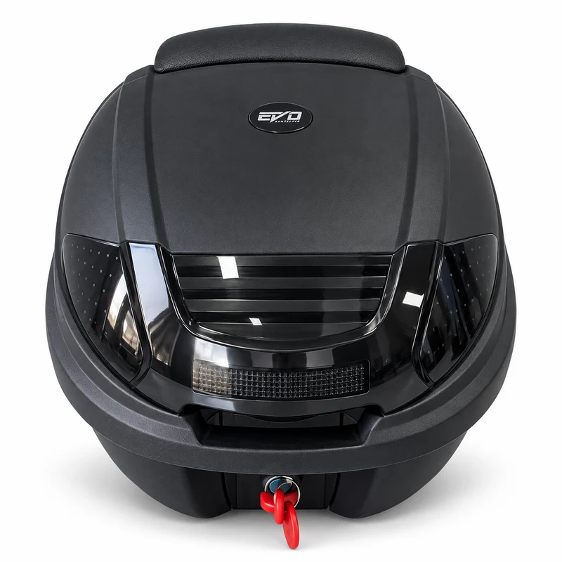 TOP CASE EVO 36L – PLASTIQUE NOIR AVEC DOSSIER PASSAGER