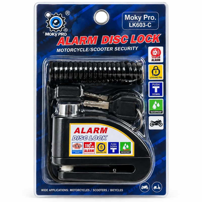 ANTIVOL DISQUE MOTO AVEC ALARME MOKY PRO LK603-C – BLEU