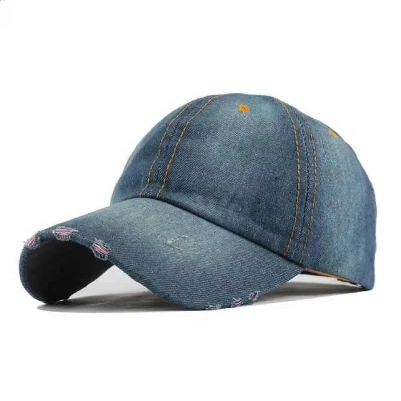 Casquette biker en jean usée