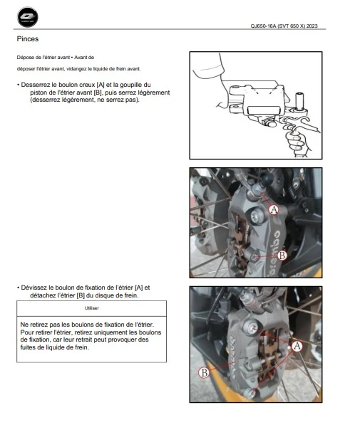Manuel d'atelier QJMotor SVT650X français