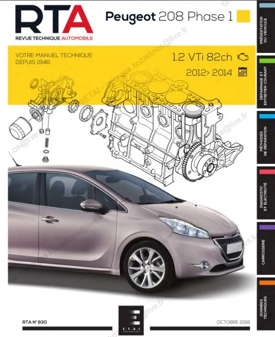 Manuel d'atelier Peugeot 208 1.2 VTi 2012