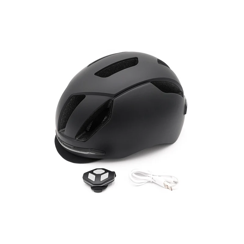 Casque vélo / trottinette noir avec LED et télécommande guidon