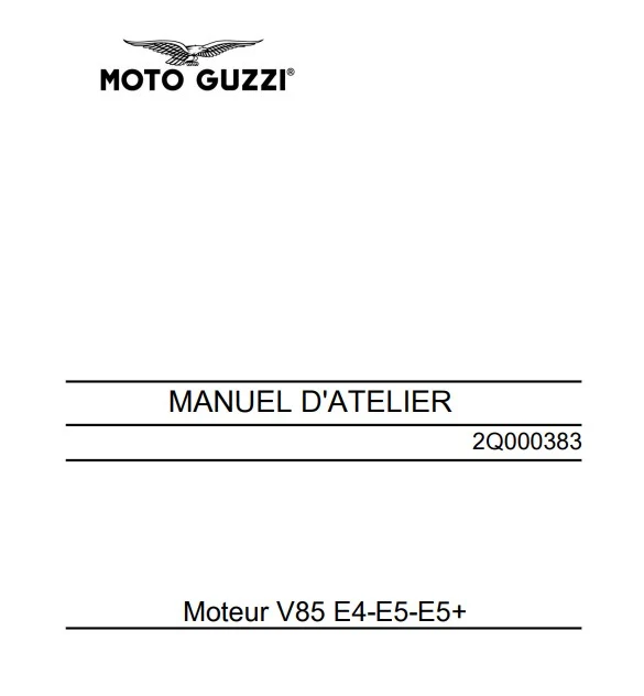 Manuel d'atelier Moto Guzzi V85TT Euro5+ 2024 français