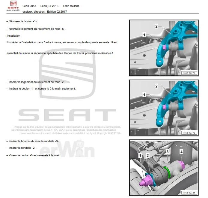 Manuel d'atelier Seat Leon 2013 2019 Français