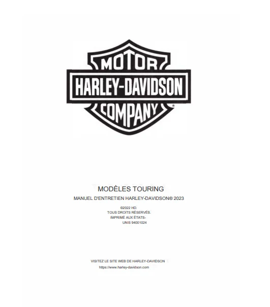 Manuel d'atelier Harley Davidson Touring 2023 français