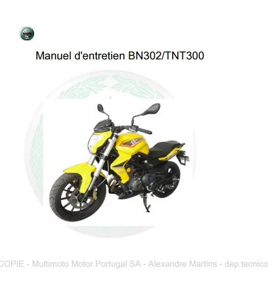 Manuel d'atelier Benelli BN 302 français