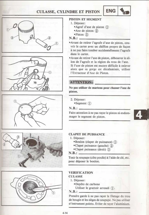 Manuel d'atelier Yamaha 200 WR 1993 français