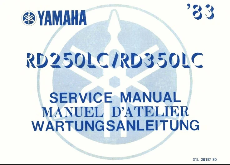 Manuel d'atelier Yamaha 350 RDLC 31K 1983 français