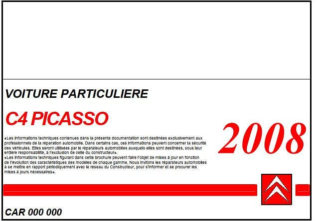 manuel d'atelier Citroën C4 Picasso 2008