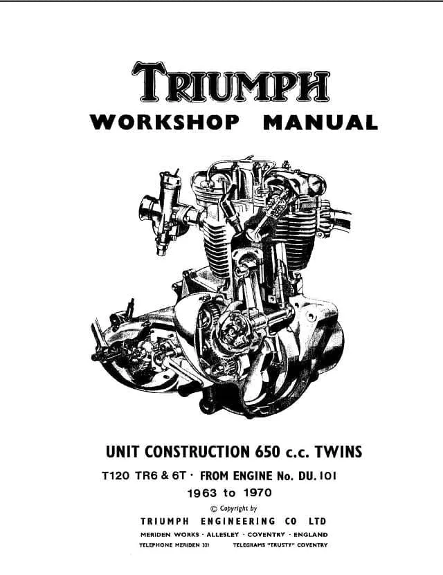 manuel d'atelier Triumph twins 1963 1970