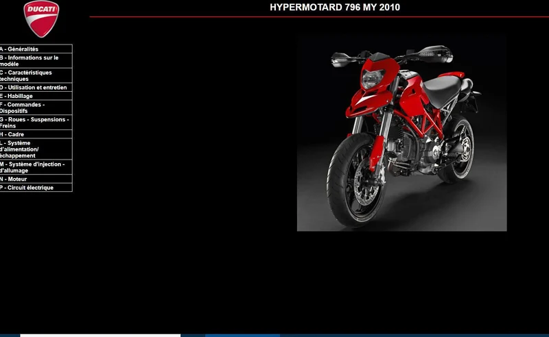 Manuel d'atelier Ducati 796 Hypermotard 2010 2012